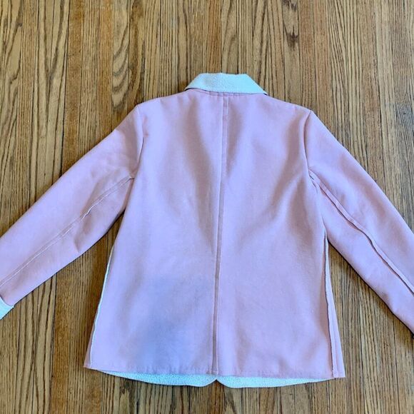 VTG Pink Teddy Shearling Jacket Coat Faux Fur Leather Suede Boho Western Soft L - Picture 16 of 16